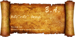 Báró Anna névjegykártya