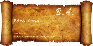 Báró Anna névjegykártya